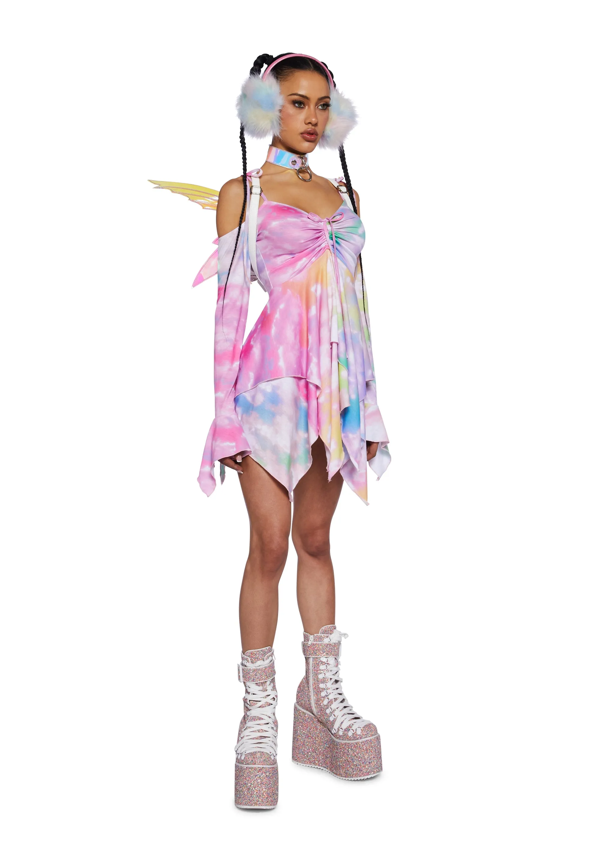 F Is For Fairies® Handkerchief Dress - Tie Dye Rainbow sold by Dolls Kill product image thumbnail 2
