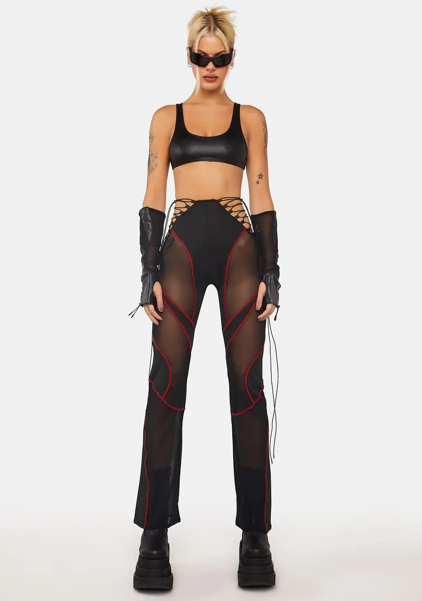 Red Lace-Up Stretch Pants sold by Dolls Kill product image thumbnail 3
