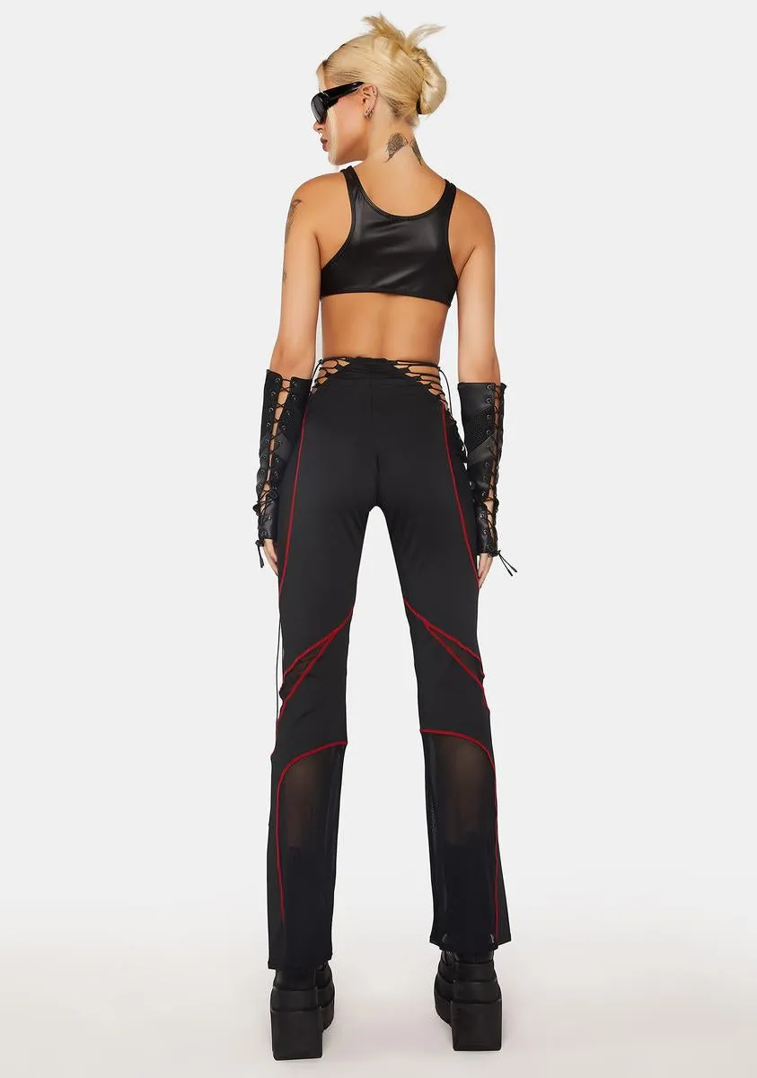 Red Lace-Up Stretch Pants sold by Dolls Kill product image thumbnail 4