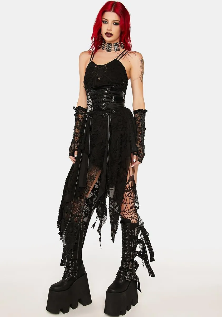 Black Flowy Asymmetrical Dress sold by Dolls Kill product image thumbnail 3