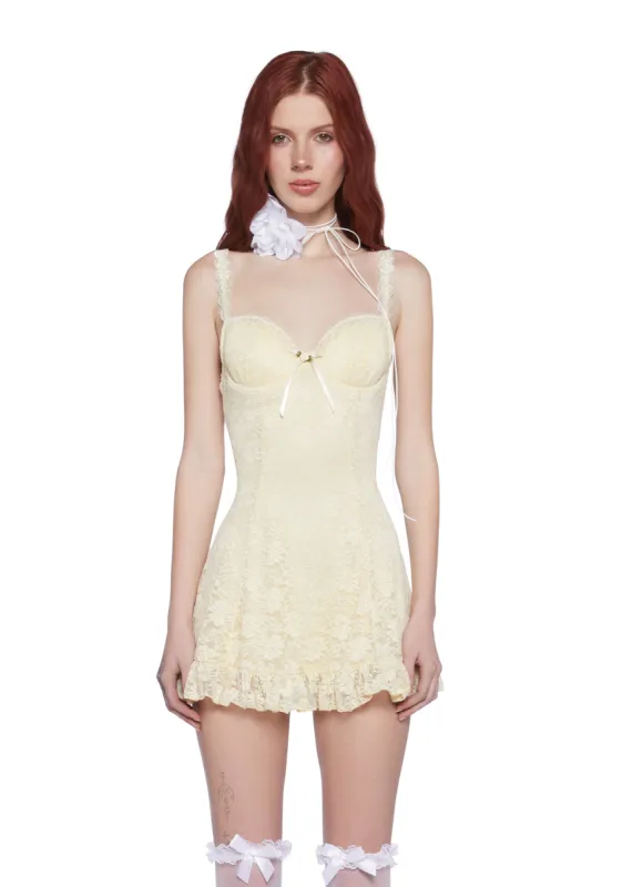 Meadow Delight Mini Dress - Yellow sold by Dolls Kill