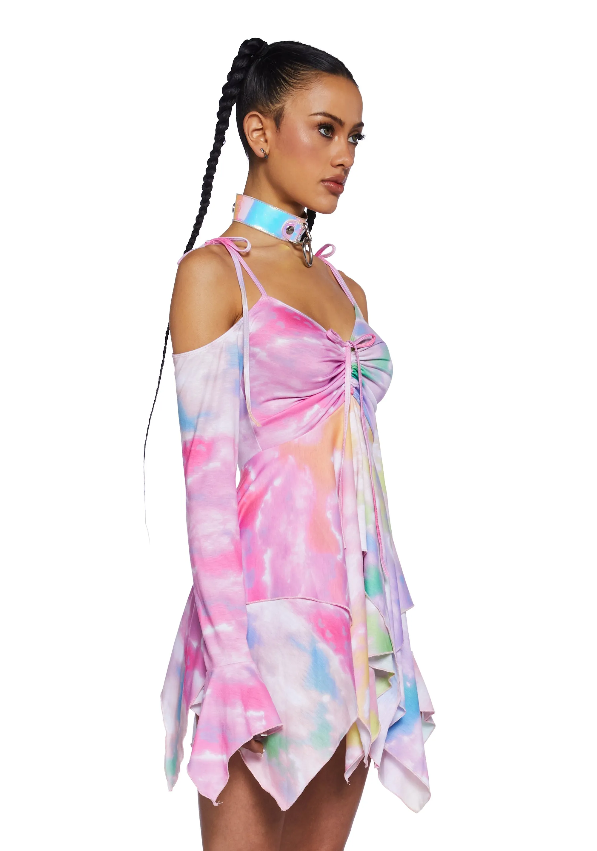F Is For Fairies® Handkerchief Dress - Tie Dye Rainbow sold by Dolls Kill product image thumbnail 4
