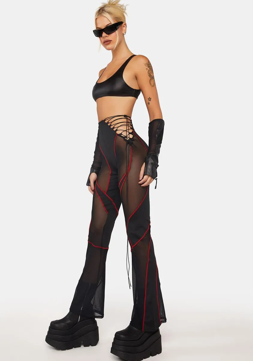 Red Lace-Up Stretch Pants sold by Dolls Kill product image thumbnail 2