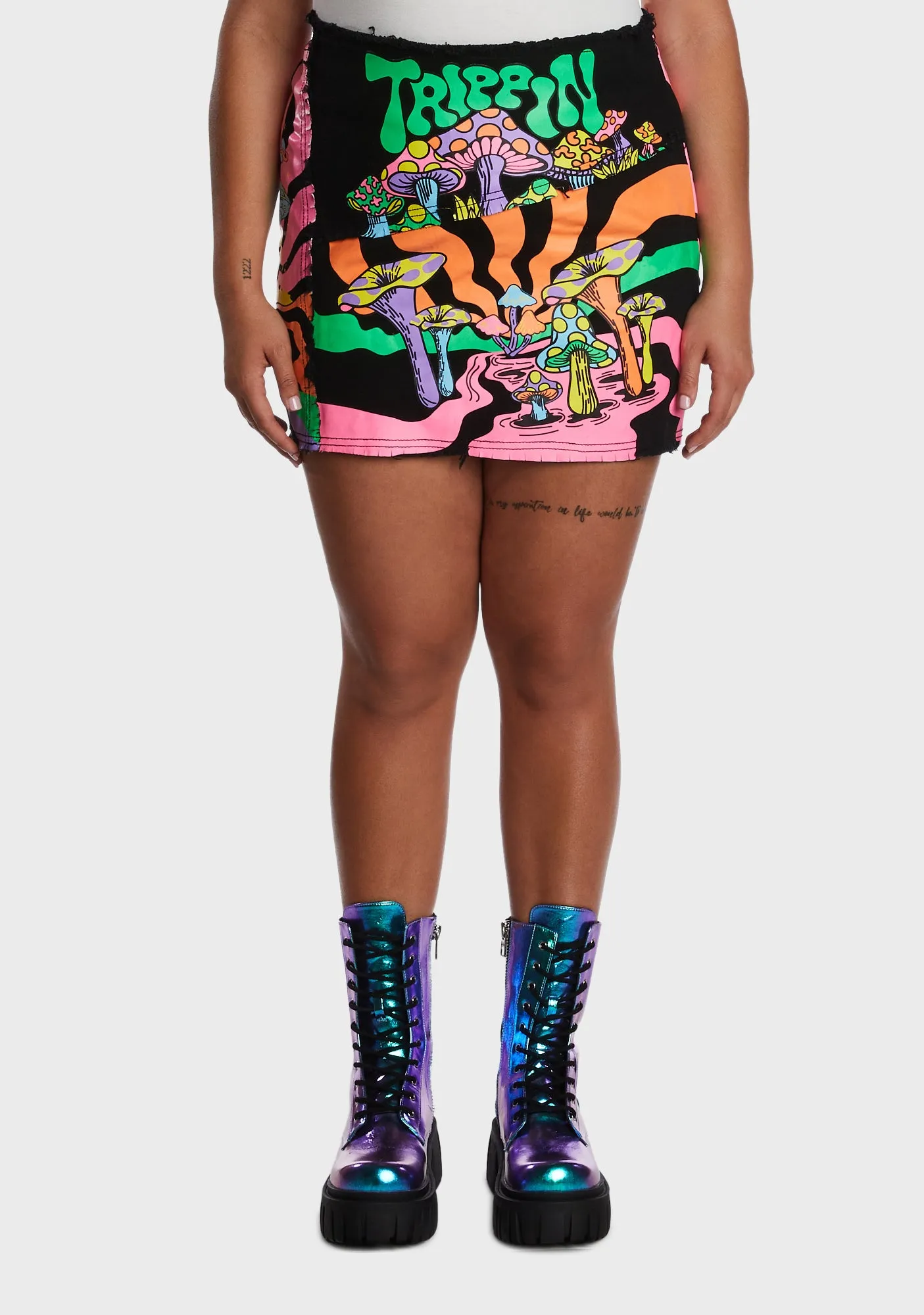 Plus Technicolor Trip Mini Skirt sold by Dolls Kill