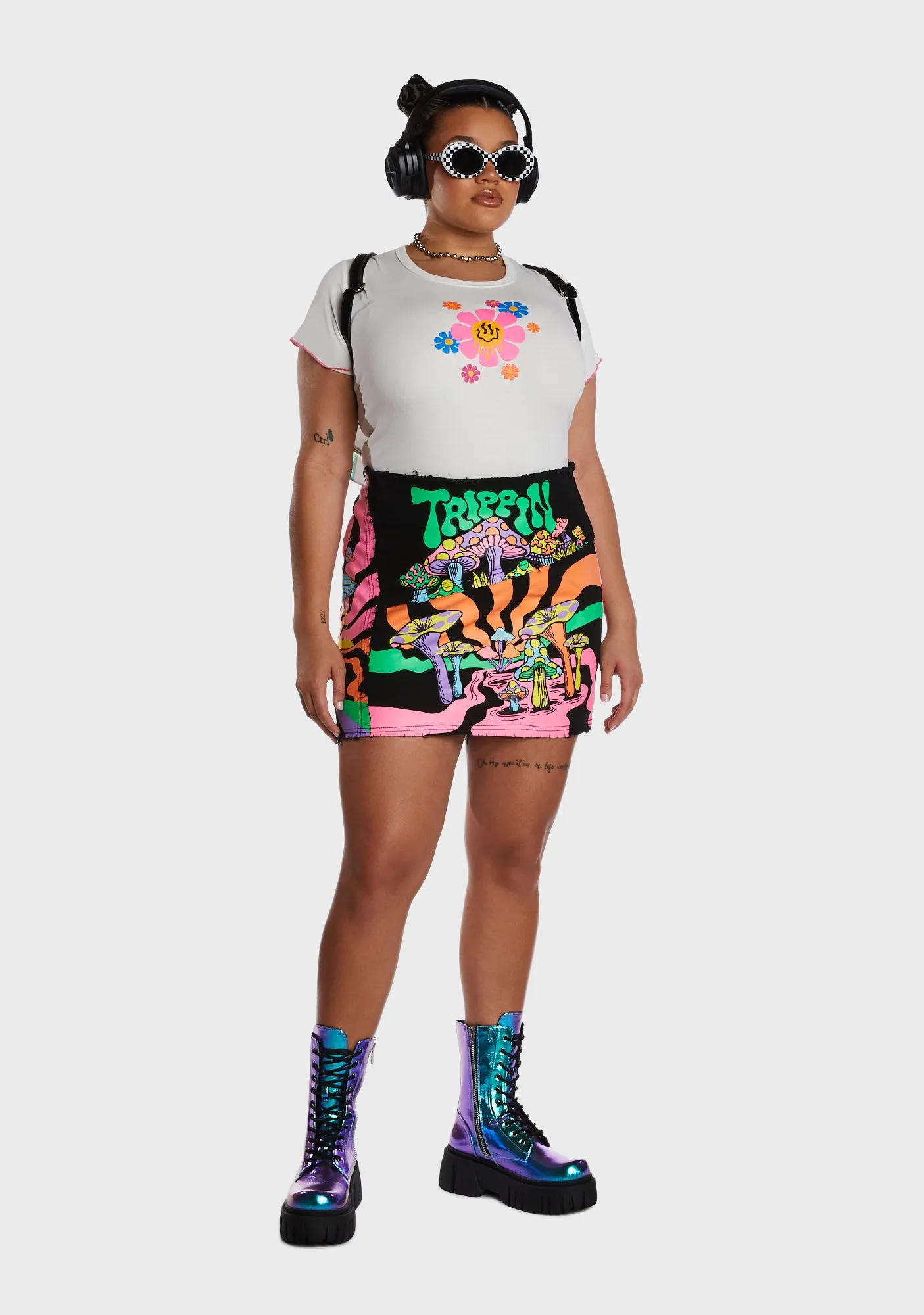 Plus Technicolor Trip Mini Skirt sold by Dolls Kill product image thumbnail 2
