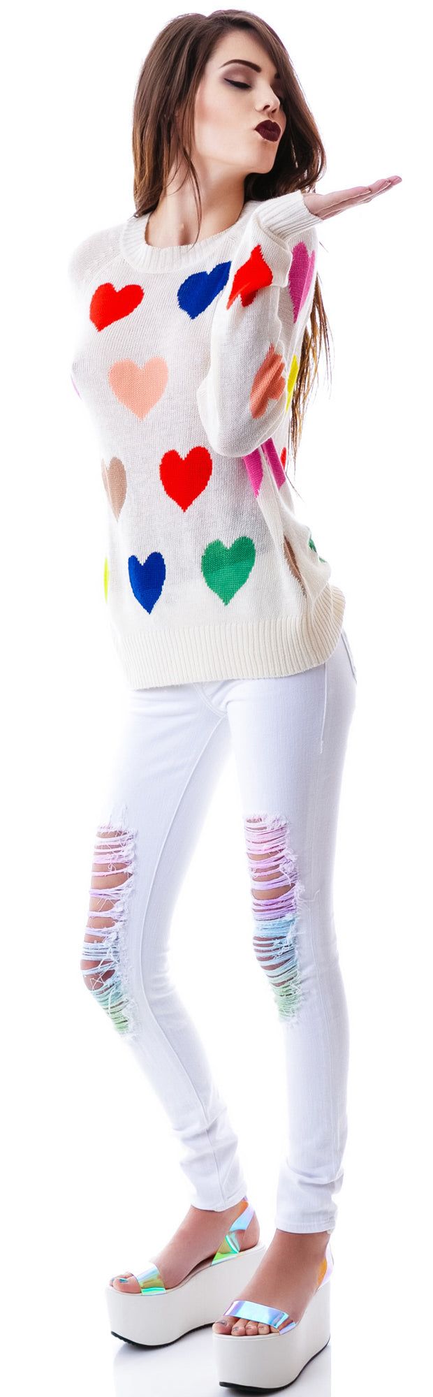 Mod Pop Hearts 70's Sweater sold by Dolls Kill product image thumbnail 4