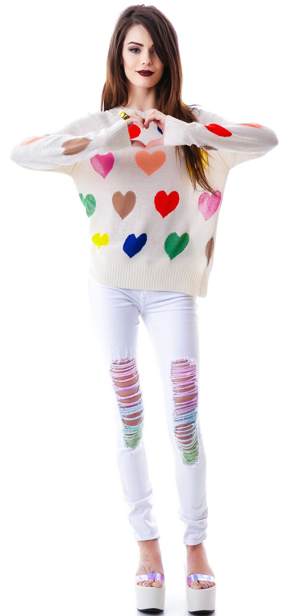 Mod Pop Hearts 70's Sweater sold by Dolls Kill product image thumbnail 2