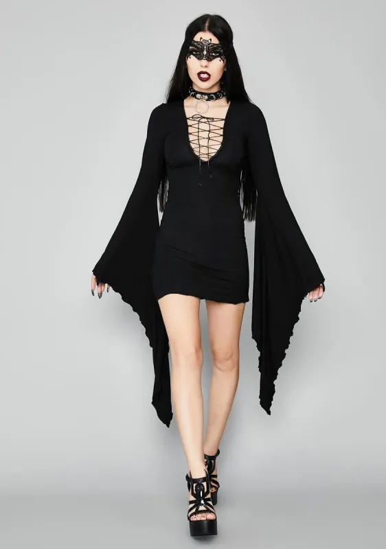 Wicked Spell Lace-Up Dress sold by Dolls Kill