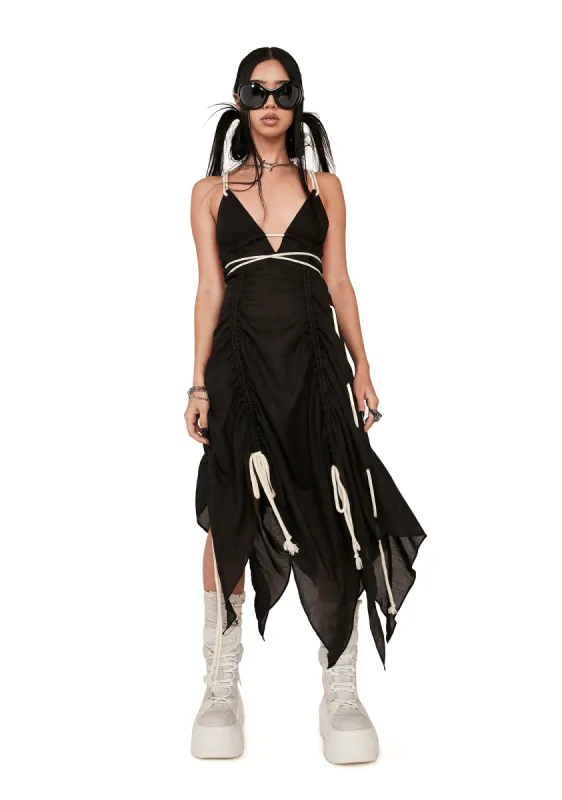Distortion Rope Lace-Up Midi Dress sold by Dolls Kill