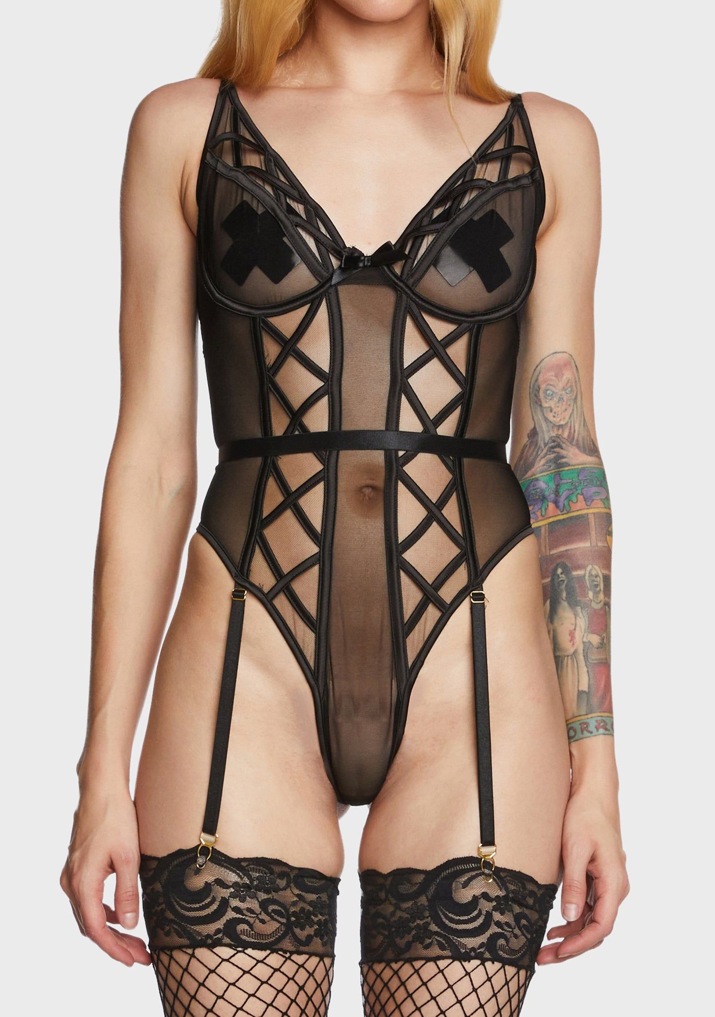 Cross My Path Mesh Teddy sold by Dolls Kill product image thumbnail 2