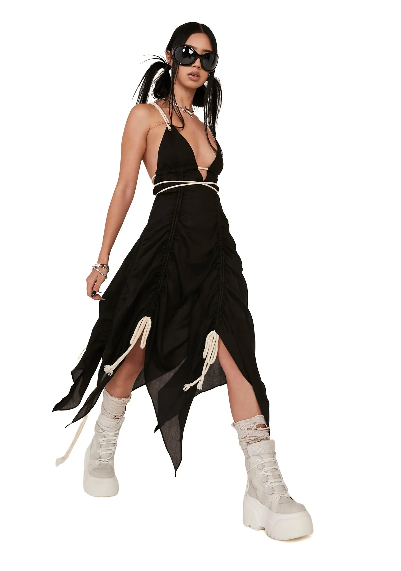 Distortion Rope Lace-Up Midi Dress sold by Dolls Kill product image thumbnail 3