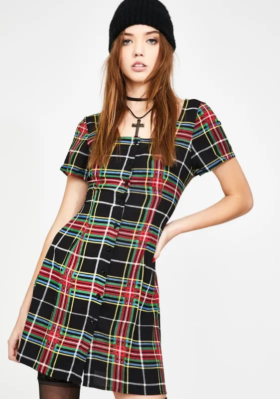 Plaid Zavaca Mini Dress sold by Dolls Kill