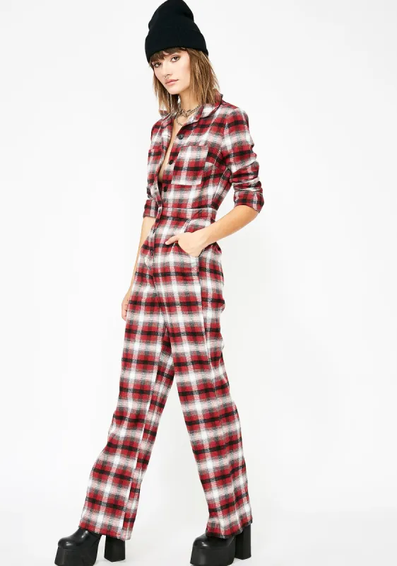 Cozy Daze Plaid Jumpsuit sold by Dolls Kill