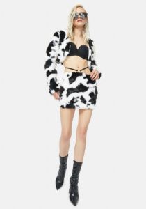 Round Up Cow Print Mini Skirt sold by Dolls Kill