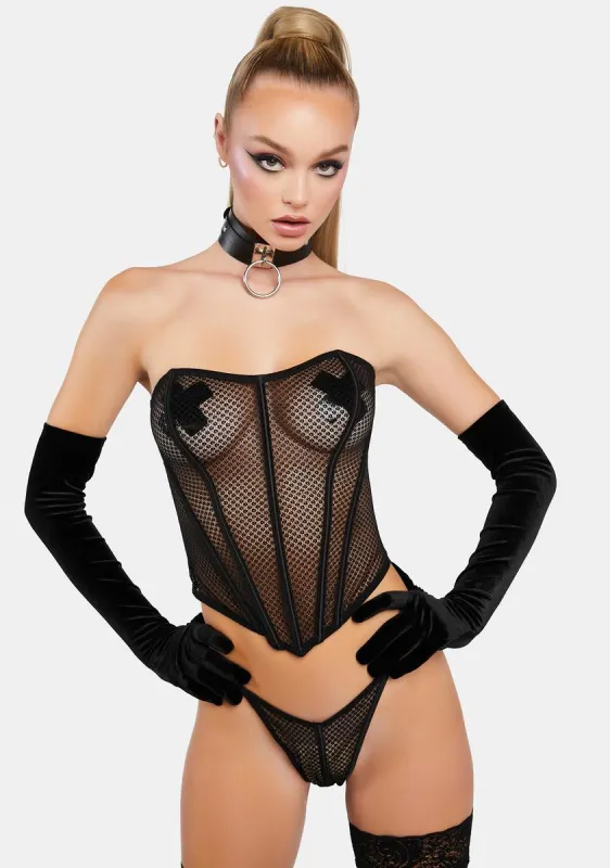 Athena Jacquard Mesh Bustier Set sold by Dolls Kill