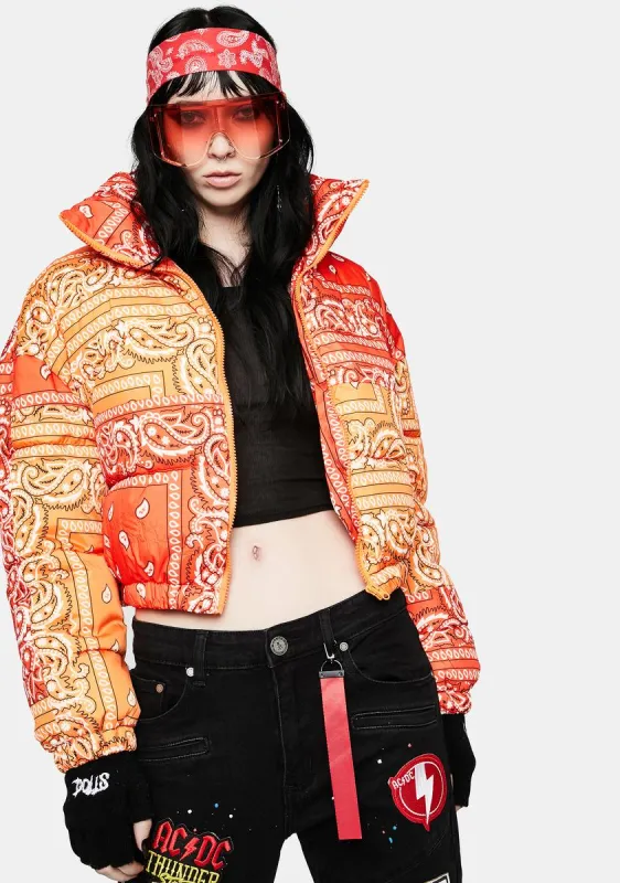 Paisley Midtown Puffer Jacket sold by Dolls Kill