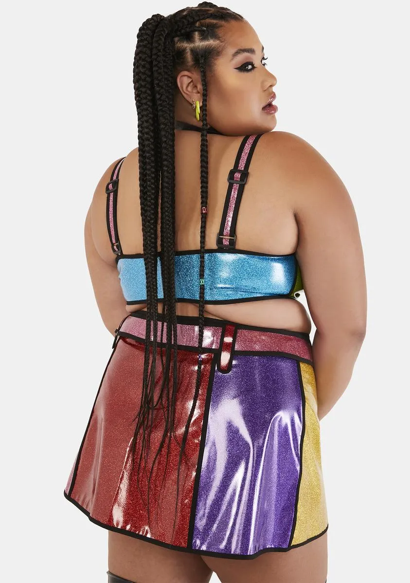 Plus Rainbow Runner Glitter Mini Skirt sold by Dolls Kill product image thumbnail 5