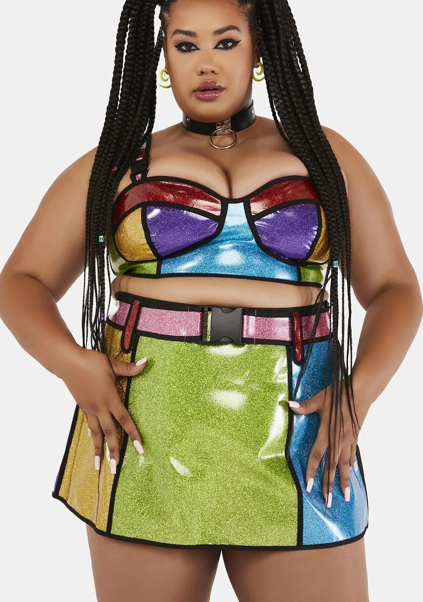 Plus Rainbow Runner Glitter Mini Skirt sold by Dolls Kill product image thumbnail 3