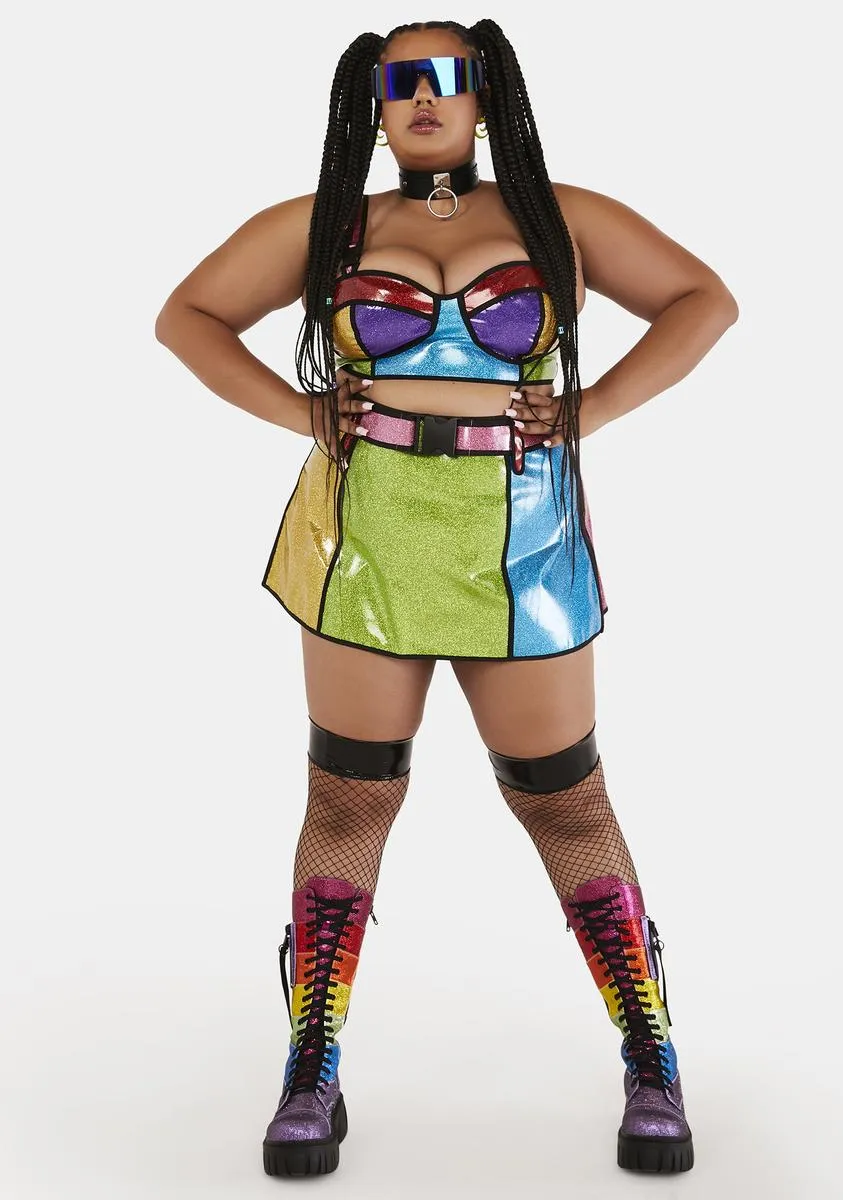 Plus Rainbow Runner Glitter Mini Skirt sold by Dolls Kill product image thumbnail 4