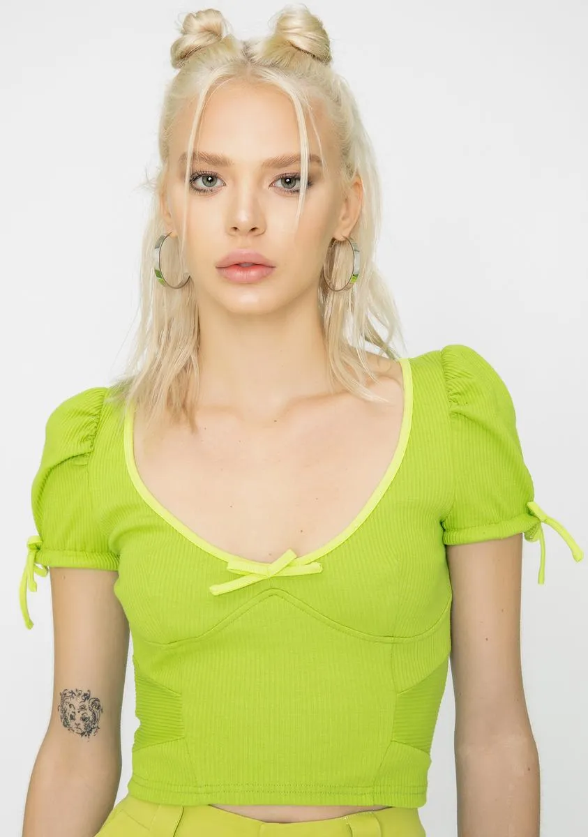 Green Nova Crop Top sold by Dolls Kill