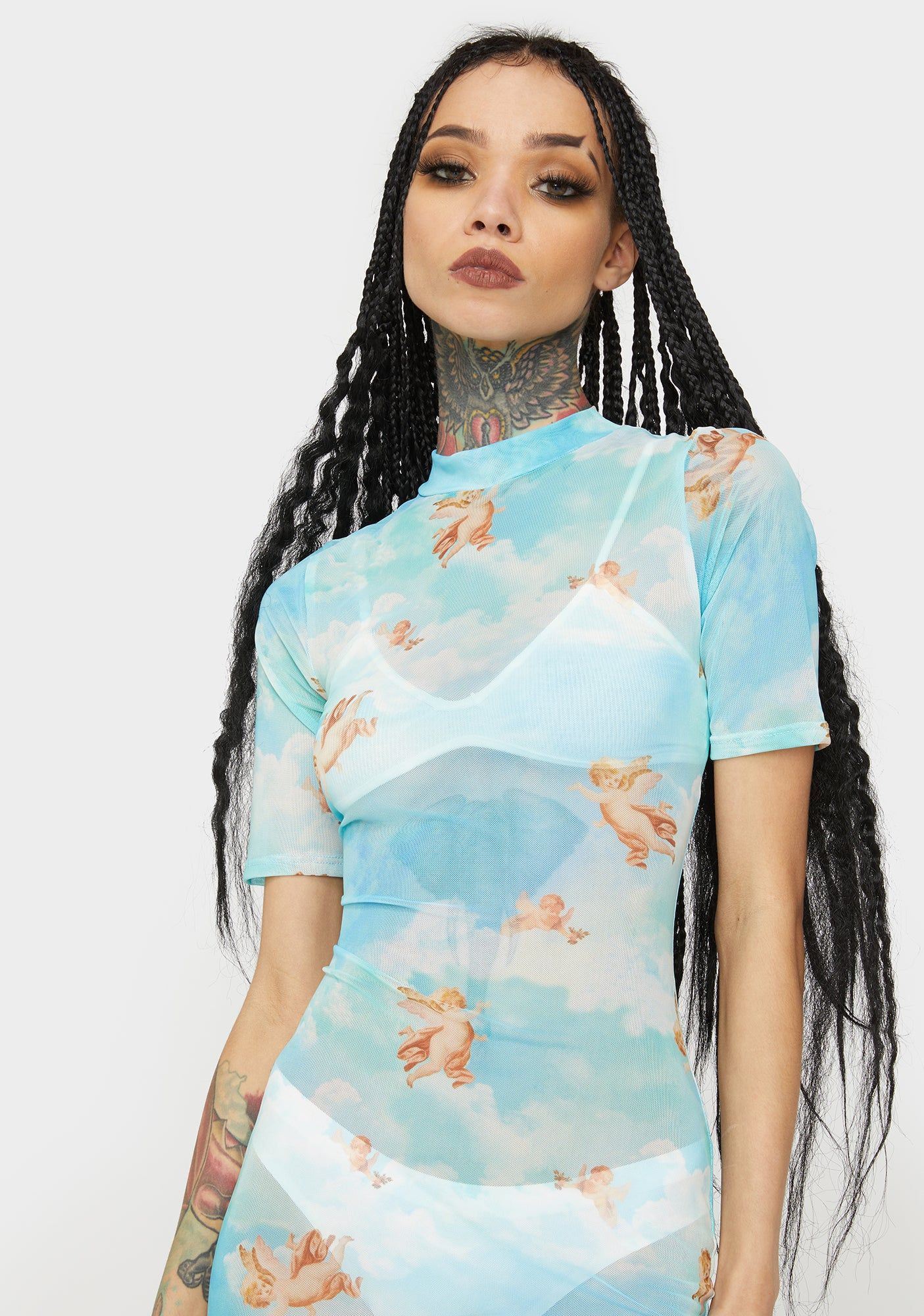 Sky Earn My Wings Mesh Dress sold by Dolls Kill product image thumbnail 2