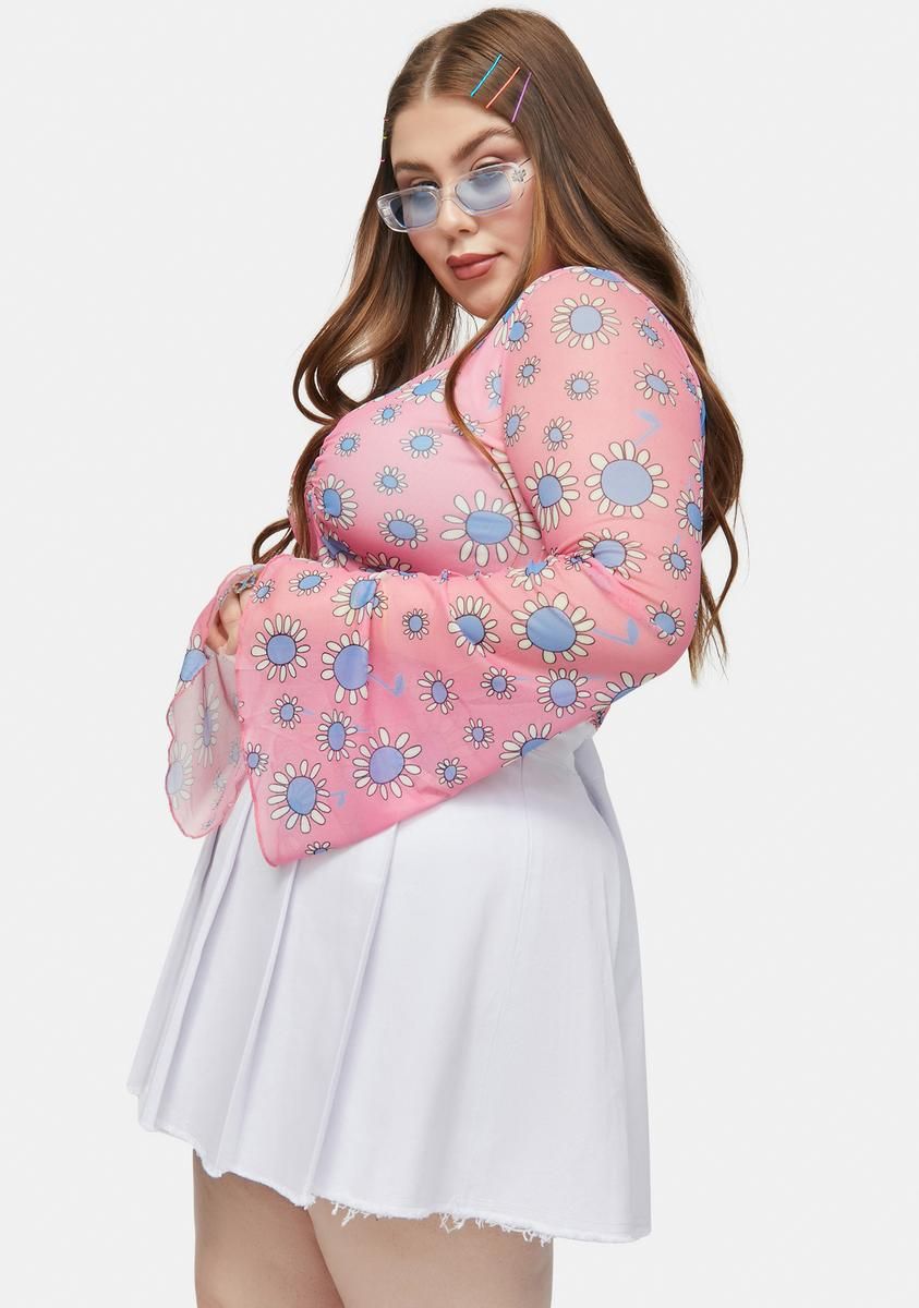 Plus Mellow Mindset Mesh Floral Print Crop Top sold by Dolls Kill product image thumbnail 2