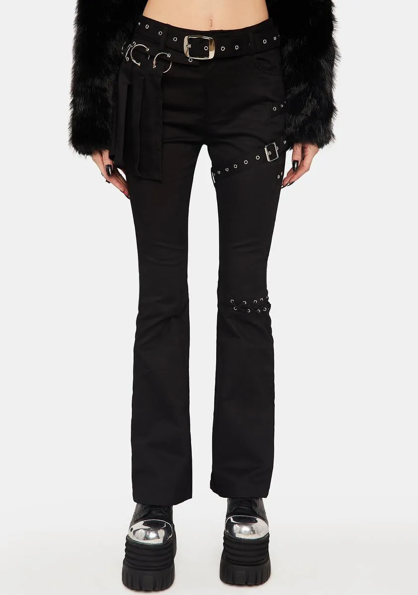 Medium Low Waist Punk Flared Pants sold by Dolls Kill