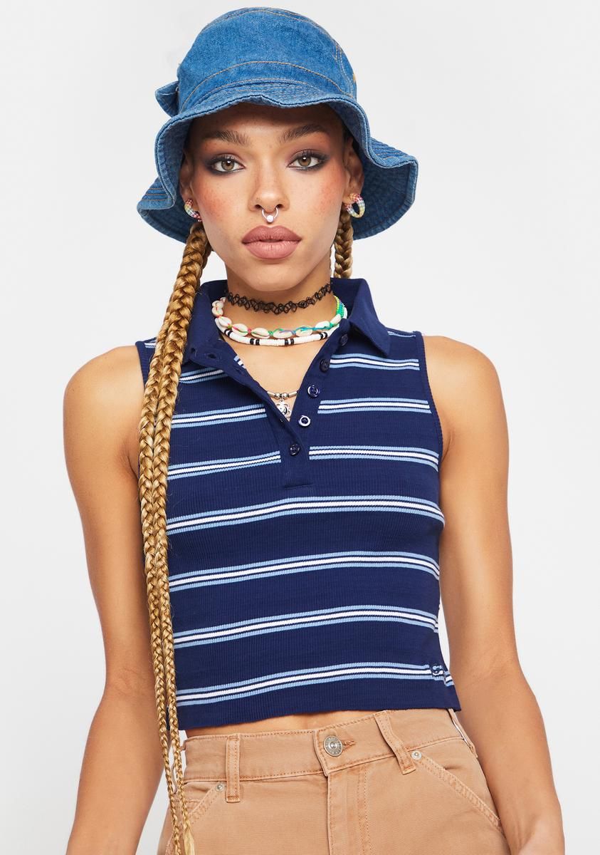 Sleeveless Striped Crop Top sold by Dolls Kill