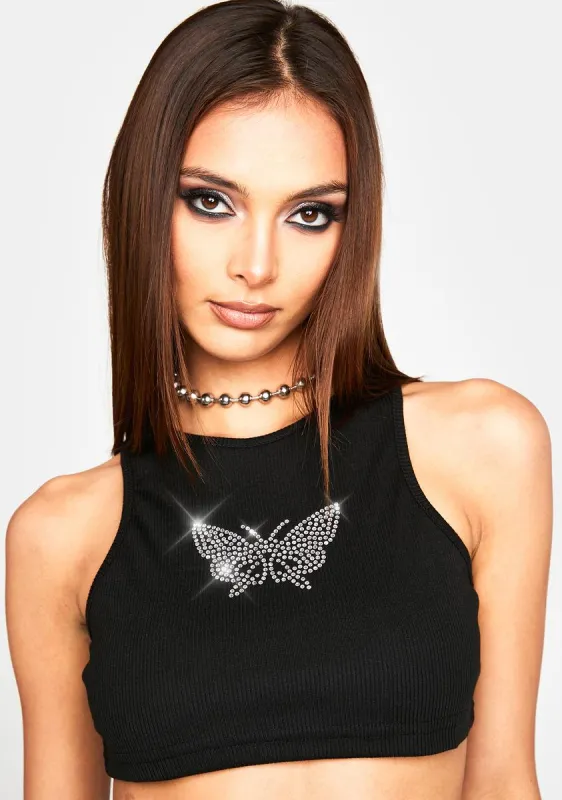 R U Happy Now Butterfly Top sold by Dolls Kill