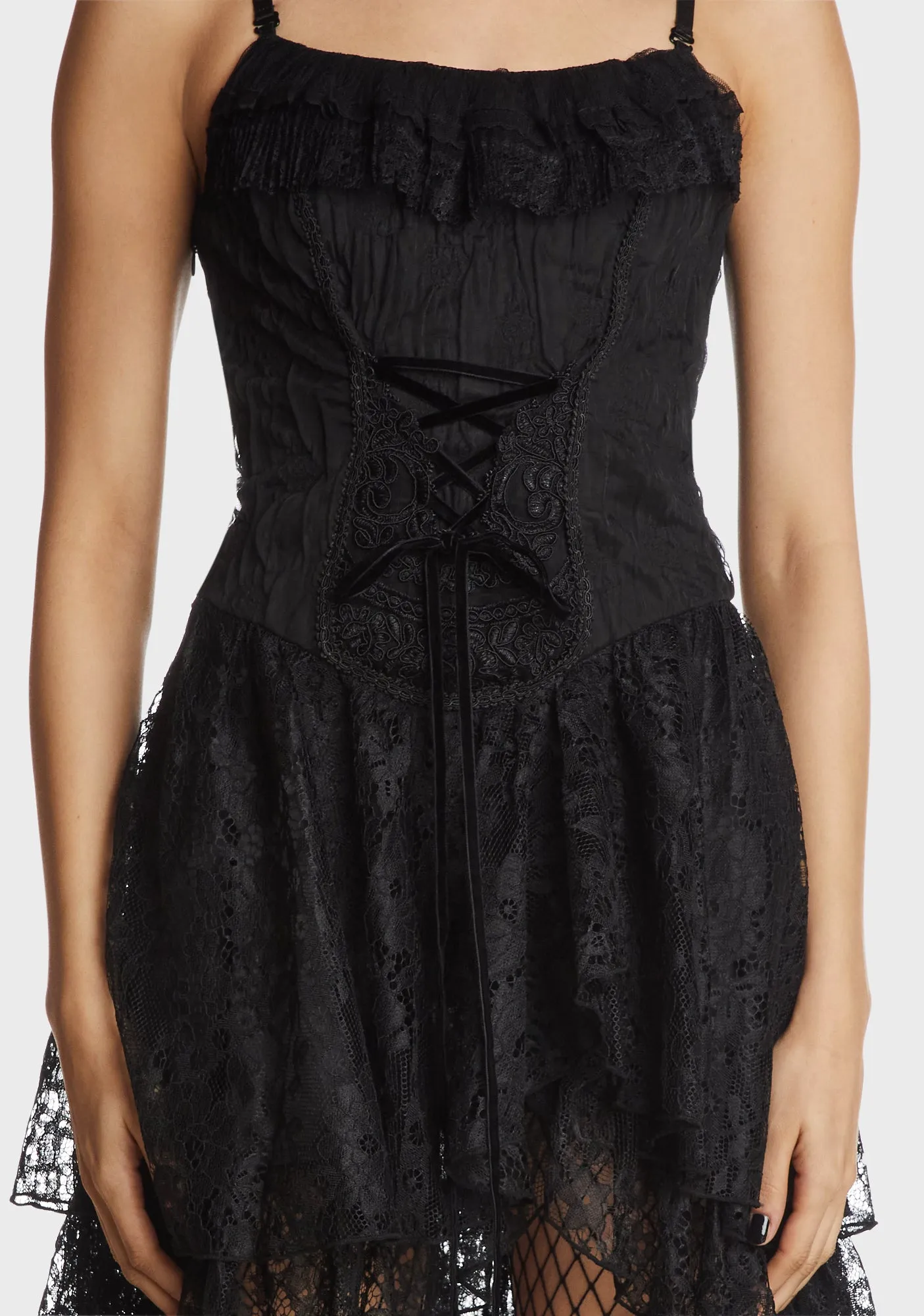 Gothic Ghost Frilly Lace High Low Strap Dress sold by Dolls Kill product image thumbnail 2