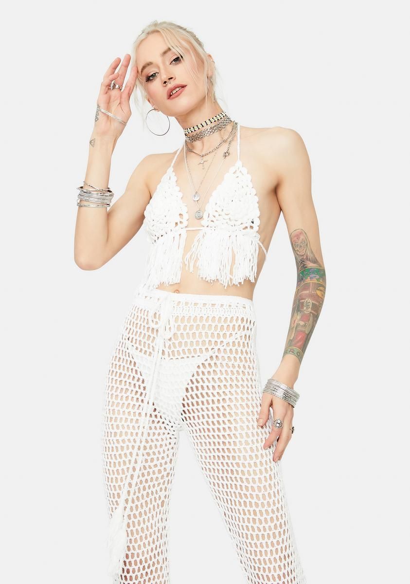 Heaven On The Horizon Crochet Pant Set sold by Dolls Kill