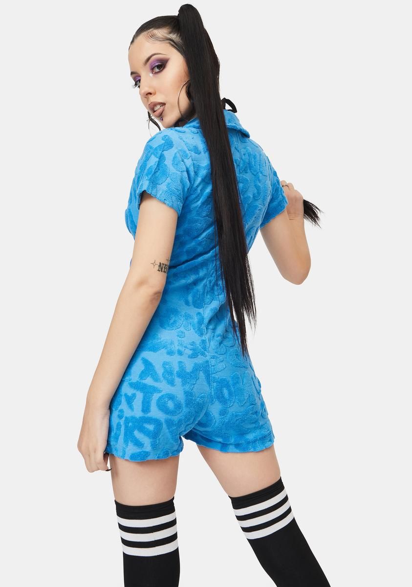 Blue Graffiti Embossed Towelling Playsuit sold by Dolls Kill product image thumbnail 4