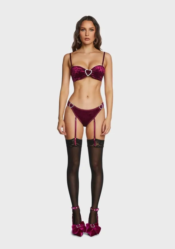 Wine Bow To The Queen Lingerie Set sold by Dolls Kill