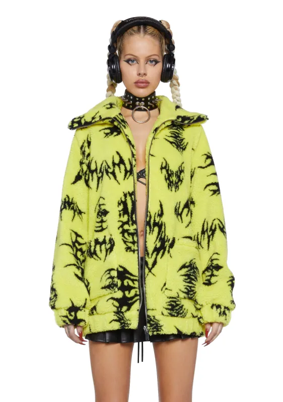 Ciphered Up Sherpa Jacket sold by Dolls Kill
