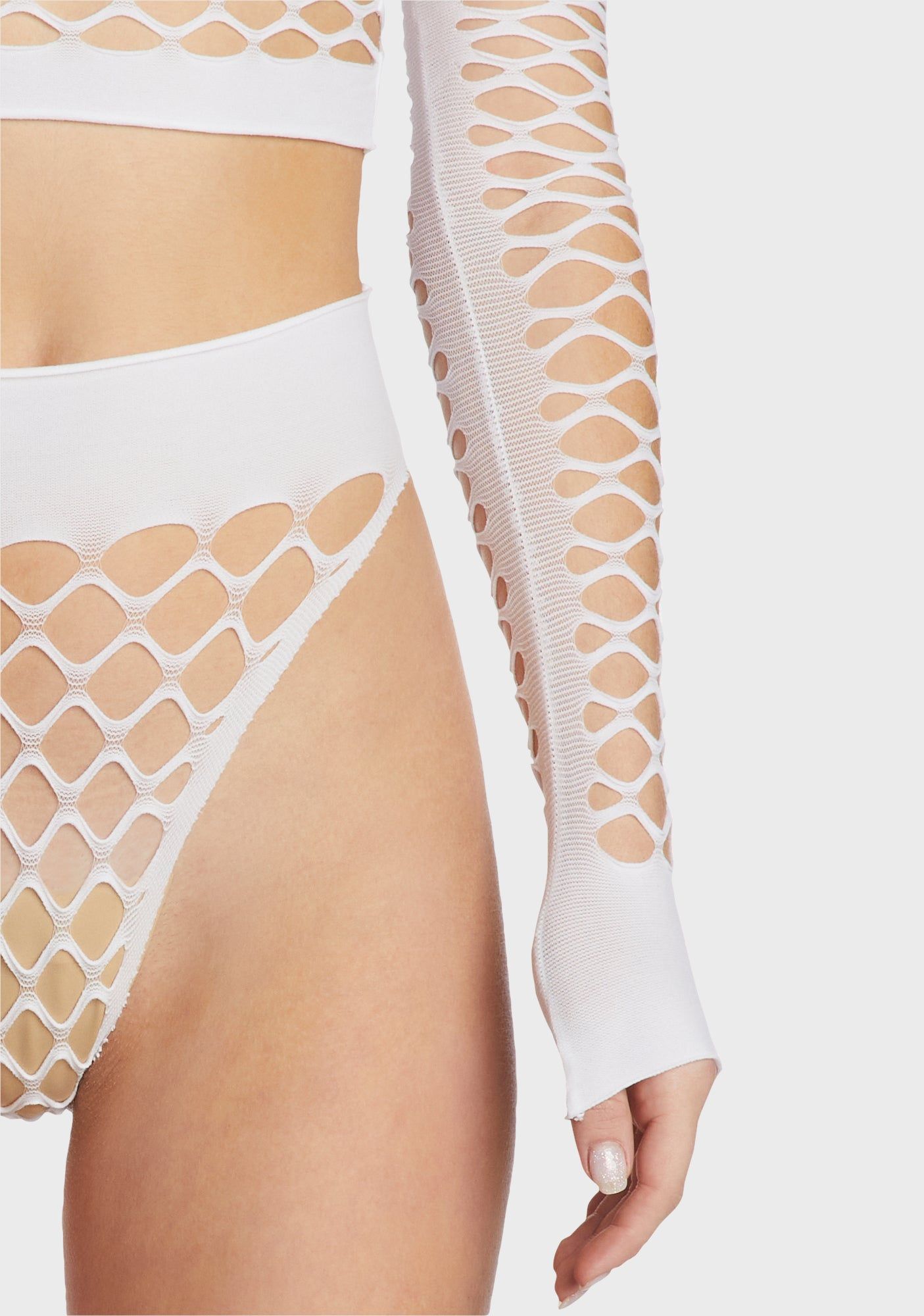 Electric Bolt Fishnet Set - White sold by Dolls Kill product image thumbnail 2