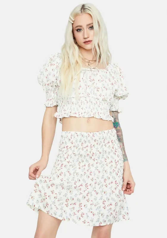 Bliss Private Beach Floral Smocked Skirt Set sold by Dolls Kill