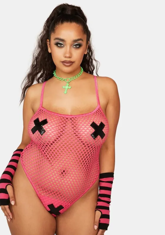 Plus No Time Wasted Fishnet Bodysuit sold by Dolls Kill