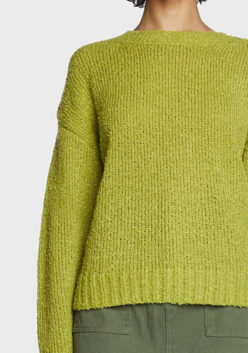 Dusty Lime Oversized Boucle Knit Sweater sold by Dolls Kill product image thumbnail 2