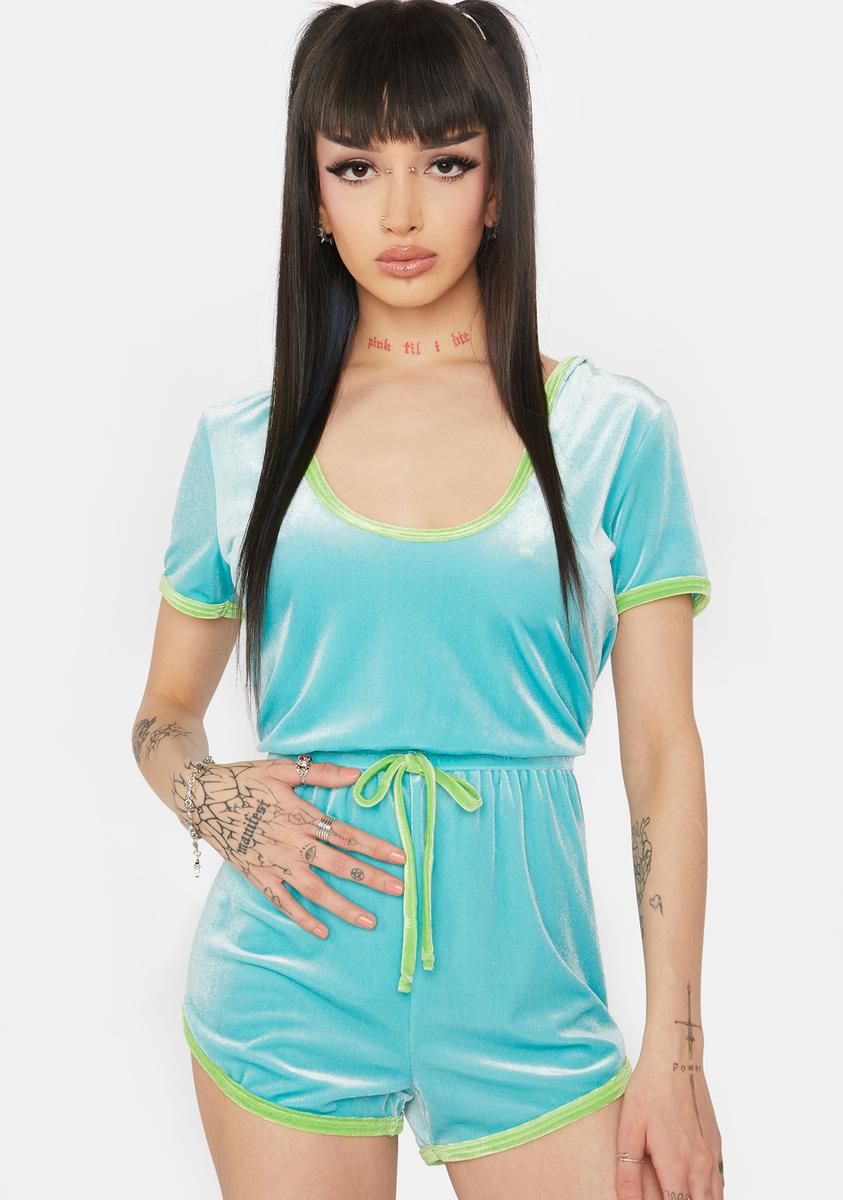 Sky Fun Challenge Velour Romper sold by Dolls Kill