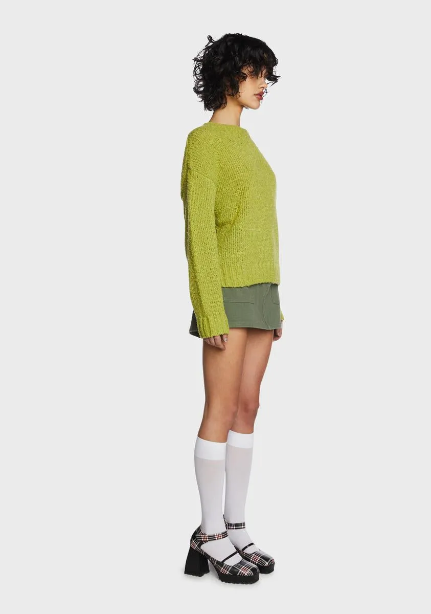 Dusty Lime Oversized Boucle Knit Sweater sold by Dolls Kill product image thumbnail 3