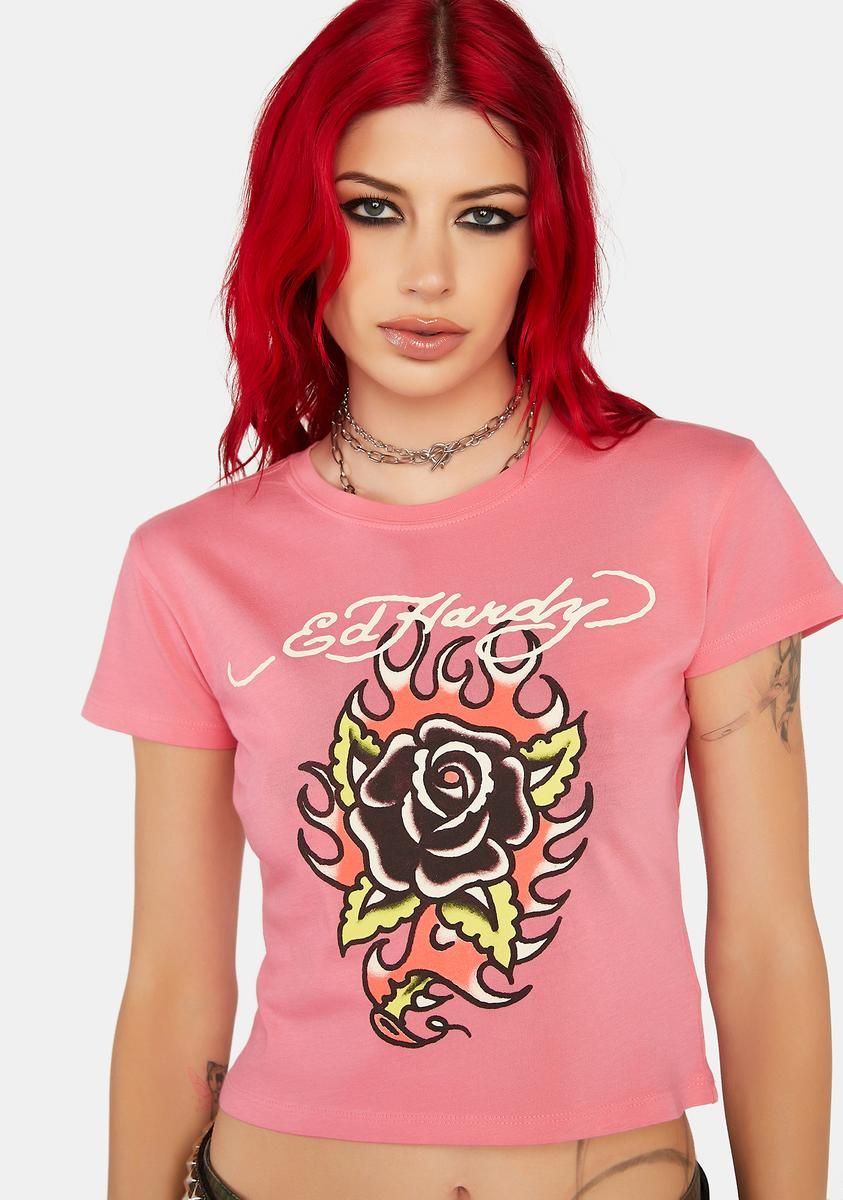Flaming Rose Graphic Tee sold by Dolls Kill