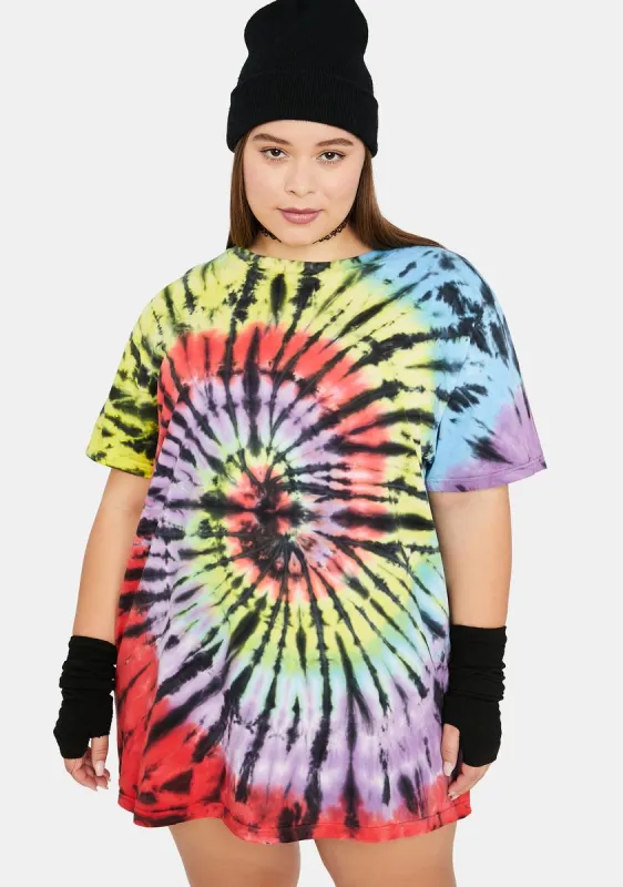 Plus Cabin Fever Tie Dye Oversized Tee sold by Dolls Kill