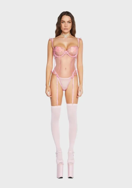 Pink Sheer Seduction Teddy sold by Dolls Kill