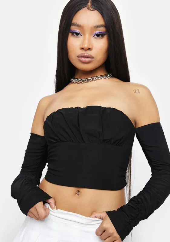You’re Trouble Off Shoulder Top sold by Dolls Kill