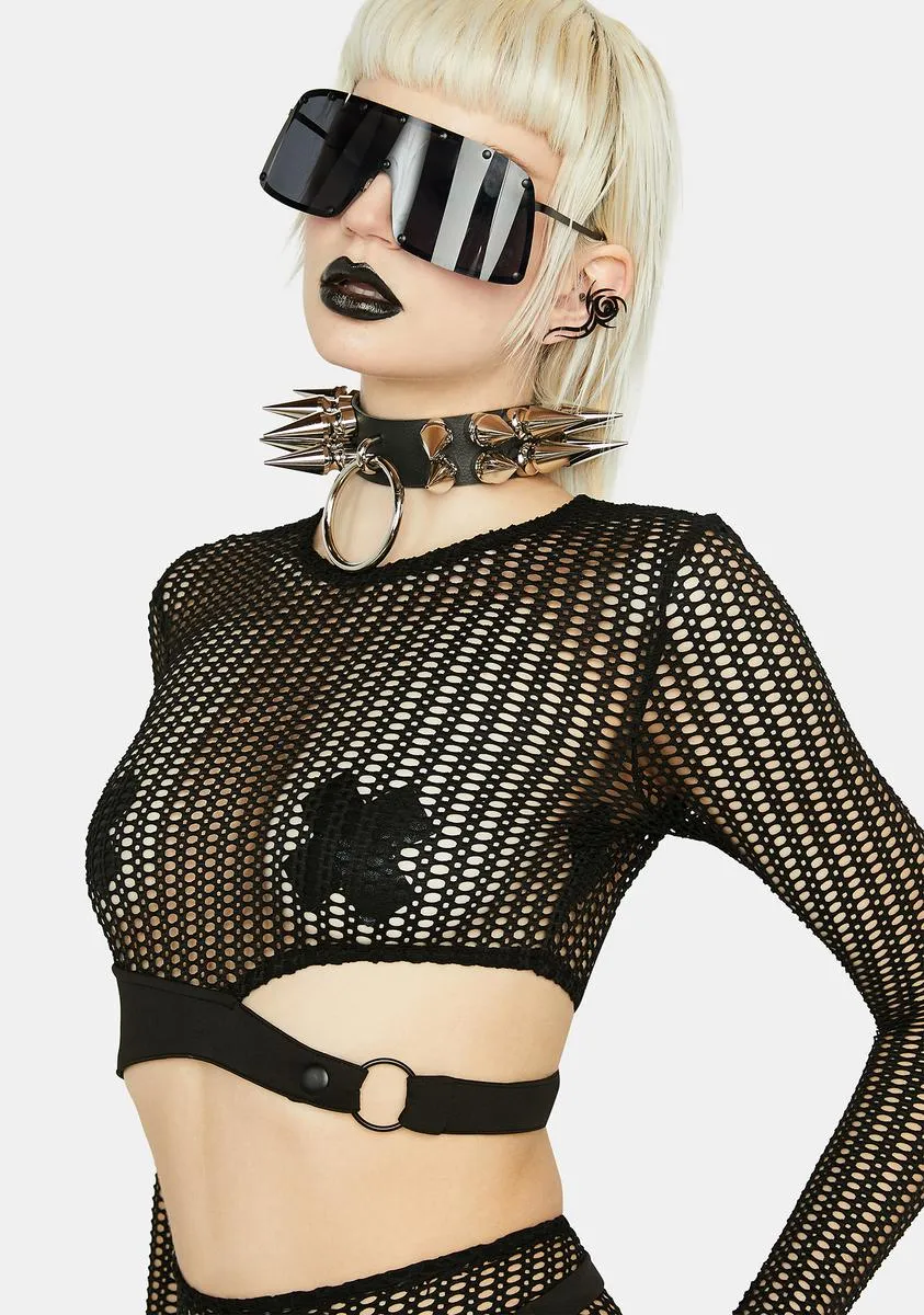 Long Sleeve Mesh Crop Top sold by Dolls Kill product image thumbnail 2