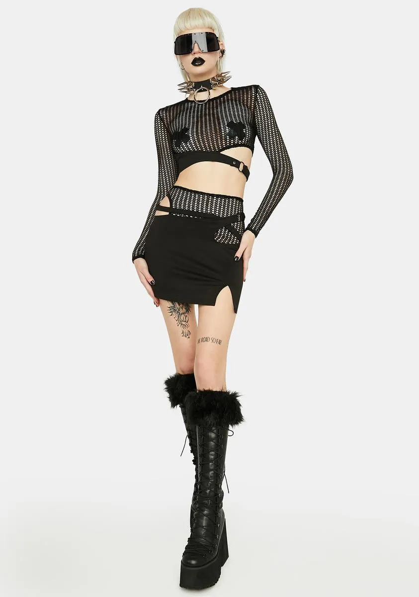 Long Sleeve Mesh Crop Top sold by Dolls Kill product image thumbnail 3
