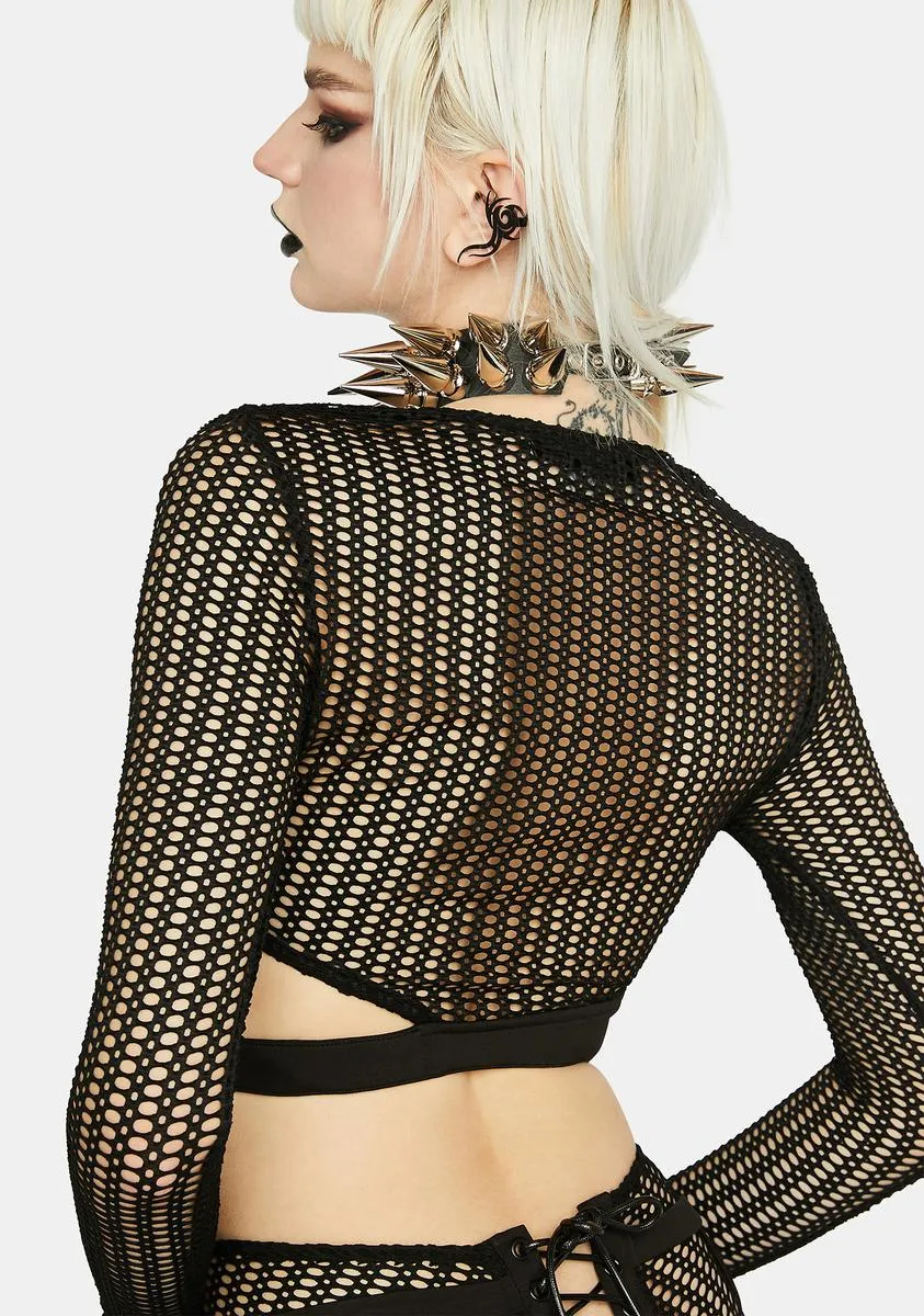 Long Sleeve Mesh Crop Top sold by Dolls Kill product image thumbnail 4