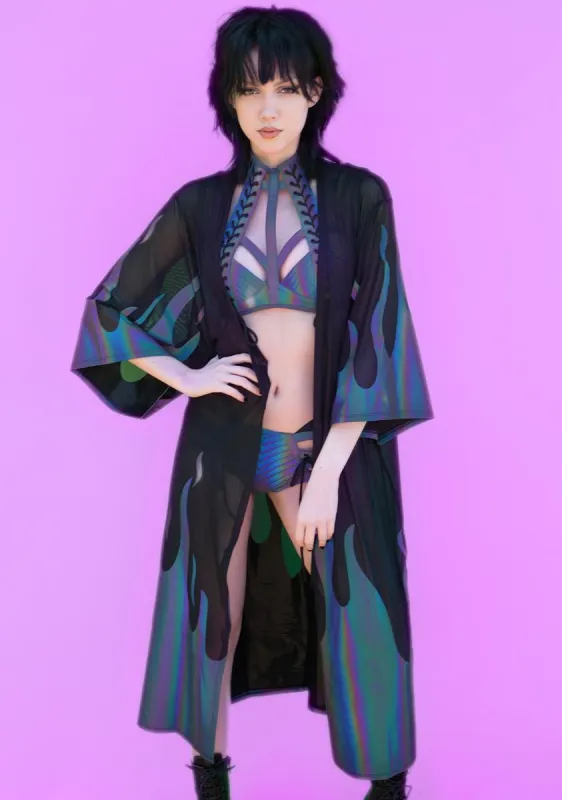 Fired Up Reflective Duster sold by Dolls Kill