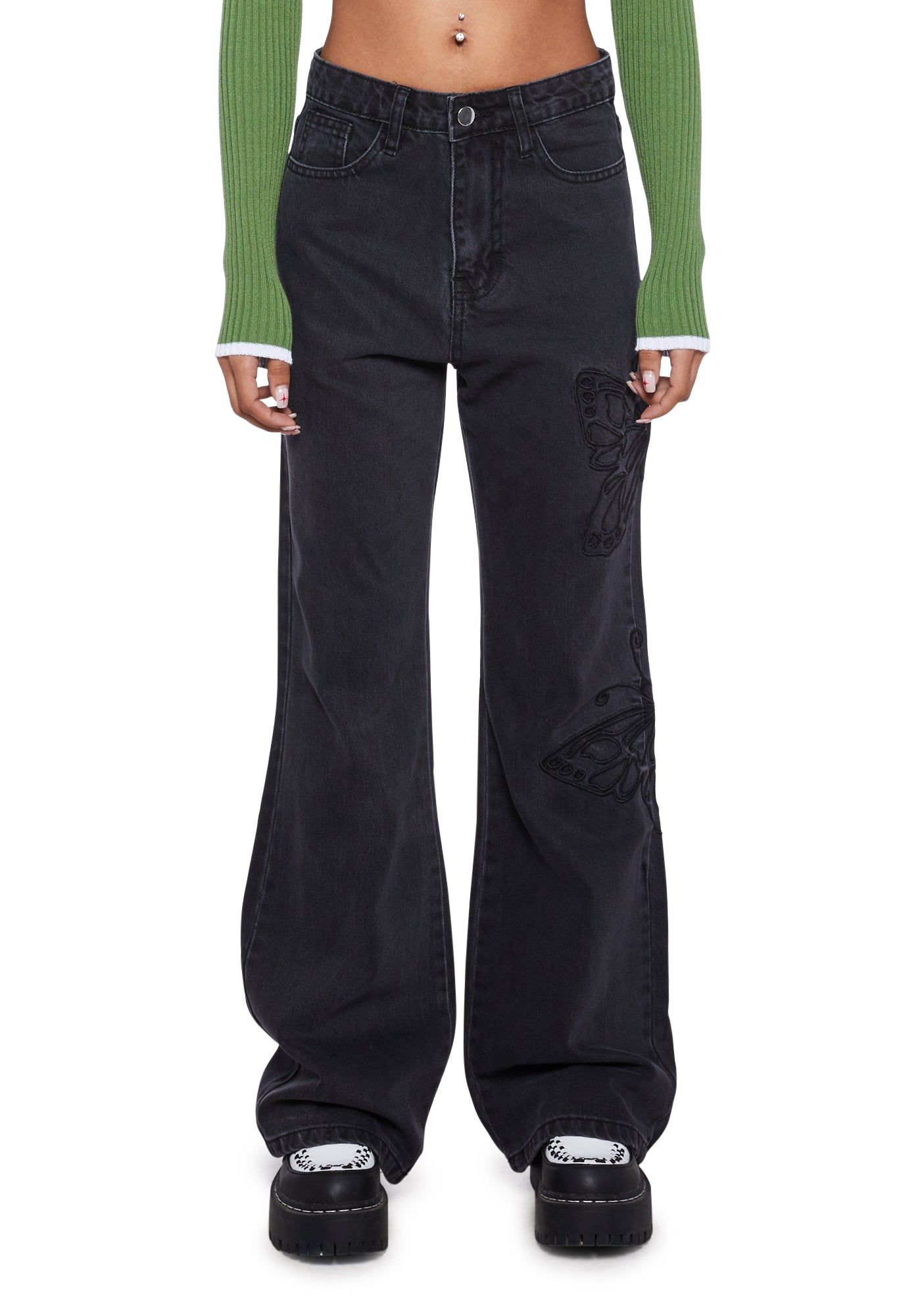 Butterfly Denim Jeans sold by Dolls Kill