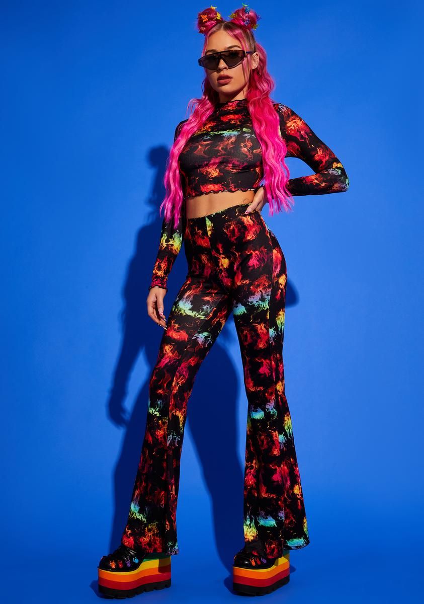 Stay Vibrant Flare Pants sold by Dolls Kill product image thumbnail 3